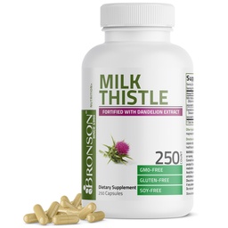 Bronson Milk Butle Silymarin Marianum & Dandelion Root Liver Health Support, Antioksi Support, Detox, 250 Capsules