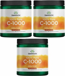 Swanson Vitamin C Powder 100% Pure Ascorbic Acid, Immune System Support, Skin Health, Cardiovascular Health, Antioxidant Supplement 1000 mg (per Serving) 1 lb. 454 g (3 Pack)