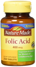 Nature Made Folic Acid (400 mcg) Tabletler, 250 Kont, 2 Paket