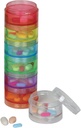 Ezy Dose Weekly (7-Day) Daily Stackable Pill Case, Medicine Planner, Vitamin Organizer Box, Medium Detachable Compartments, Easy to Use, Rainbow Colors, BPA Free