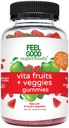 FeelGood Superfoods Vita Fruits and Veggies Supplements, Multivitamin Fruit and Vegetable Gummies, 25 Fruits and Vegetables, Watermelon and Apple Flavors, Vegan, Non-GMO, 60 Count