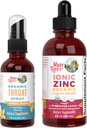 MaryRuth Organics Throat Spray (Vanilla) & Zinc Drops (Strawberry Lemon) | USDA Organic, Clean Label Project Verified® | Vitamins for Throat Relief, Immunity & Overall Health | Vegan, Non-GMO