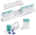 Haftalık Pill Organizer 1 Gün, Manyetik Pill Box 7 Gün, Yeniden Taşınmaz Seyahat Pill Vakası, Günlük Pill Sahibi Konteyner, Tıp için Büyük İlaç Yapıştırıcıları, Vitamin, Tamam,Turquoise
