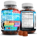 Ashwagandha Maca Root Gummies with Fenugreek Hibiscus Slippery Elm Saffron Extract & Beta Carotene | Peach Flavor Vegan Gummy Vitamins Adaptogen Cortisol Supplement Energlo tarafından