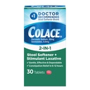 Colace 2In-1 Stool Softener & Stimulant Laxative Tabletler, 6-12 Hours, 30 Count