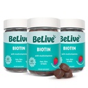 Live Biotin Gummies - Skin, Nails & Saç Vitaminleri A, C, D, E, B12, çinko, Folate & Inositol, Biotin Supplement for Anti-Aging, Energy & Collagen Boost, Multivitamin Gummies - Strawberry | 3Pack