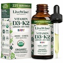 LiveWise Naturals Baby Vitamin D3-K2 Sıvı Supplement, Bebekler ve Toddler için, Sağlıklı Büyüme, Geliştirme ve Günlük Sağlık, Cam Şişede Kolay Kullanımı, 1 Fl Oz