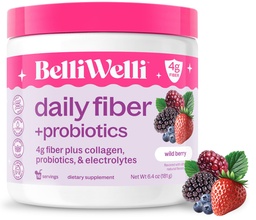Kadınlar ve Erkekler için belirli Welli Fiber Supplement - Organik Acacia'dan gelen Premium Günlük Fiber Toz, Eklenme ve Probiyotikler – Bloat, Constipation & Gut Health Support (Wild Berry)