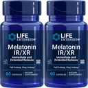 Life Extension Melatonin IR/XR, 1.5 mg, hemen ve Genişletilmiş Uyku Desteği için Formula, Sağlıklı Uykulu Rhythms, Hücre Savunması, Gluten-Free, Non-GMO, 2 X 60 Capsules