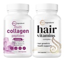 Kadınlar ve Saç Vitaminleri Kompleksi için Mikro Malzemeler Kompleksi Kompleks Kapsüller Paket 2 Paket | Grass-Fed Collagen Peptides | 14-in-1 Gelişmiş Saç Büyüme Desteği