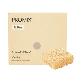 ProMix Beslenme Protein Puff Bars, 12Pack - Madagaskar Vanilla - Marshmallow Crispy Tedavi - Go Snack - Yüksek Protein & Low Calorie - Gluten, Soy ve Corn.