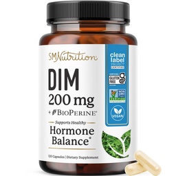 DIM Supplement 200 mg (120 Ct) | Kadınlar ve Erkekler için Estrogen Dengesi | Hormon Dengesi, Hormonal Acne Supplements, Menopause, Antioksi & PMS Desteği | Non-GMO, Vegan, Soy Free | 4 Ay Supply