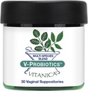 Vitanica V-Probiyotikler - Kadınlar için Probiyotikler - Lactobacillus Rhamnosus, Gasseri & More - Women's Health Supplement - Pro Logo - 30 Vaginal Suppositories