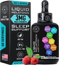 Yetişkinler ve Çocuklar için Sıvı Melatonin - Çocuklar ve Yetişkinler için 3 mg Ekstra Kuvvetli Sıvı Melatonin - Uyku Hızlı Liposomal Drops - Doğal Raspberry Flavor Uyku Yardımı - 60 ml