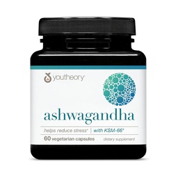 Youtheory Ashwagandha - 1.000 mg - Enerji, Uyku, Stres ve Kortisol Destek Tamam - Organik KSM-66 Ashwagandha & Ginger - 60 Vegetarian Capsules (30-Day Supply)