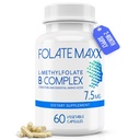 L Methylfolate 7.5mg with Active Vitamin B Complex – 60 Capsules – High Potency 5-MTHF with B6 Blend and Methyl B12 Supplement – 3-in-1, Non-GMO, Gluten Free (2-Month Supply)