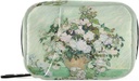 Roses Van Gogh Pill Box 7 Day Pill Case Bag Travel Pill Organizer Bag with Zipper Portable Weekly Case Compact Size for Vitamin Supplement Holder