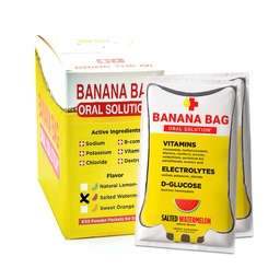 Banana Bag Oral Solution Packets – Salted Watermelon 30pk | A Refreshing Blend of Electrolytes, Vitamin C, and B-Complex for Hydration and Energy. Convenient, Easy-to-Mix, and Perfect for Daily Use.