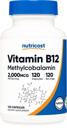 Nutricost Vitamin B12 (Methylcobalamin) 2000mcg, 120 Capsules - Vegetarian Caps, Non-GMO, Gluten Free B12 Supplement