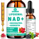 Kadınlar ve Erkekler için NAD Supplements, Liposomal NAD Nicotinamid Riboside Resveratrol 900 mg, TMG, Quercetin, B3, Organik Sıvı NAD Resveratrol Tamamı Uzun süredir, Enerji, Anti-Aging, Focus
