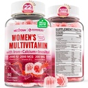 Methylated Multivitamin for Women Gummies, Calcium, D3 K2, Methylfolate & B12, Inositol, Daily Vitamin A C E, B Complex, Biotin, Zinc, Iron -Energy, Immune, Bone, Skin, Hair, Sugar Free, 60Cts