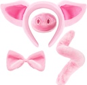 Spooktacular Creations Pink Pig Dalmatian Costume Set with Ears Nose Tail and Bow Tie, Animal Costume Accessories for Unisex
