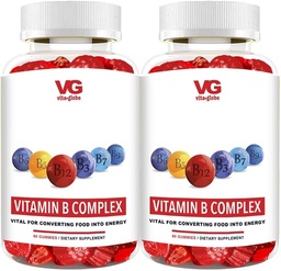 VITA GLOBE B Kompleks Gummy Vitaminler - C, Niacin, B6, B12 & Biotin for Energy, Heart Health and Brain Support, 120 Count (Pack of 2)