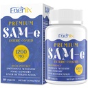 Beyin için 1200 MG SAM e Supplement, Mood, Ortak ve Liver, High Abors SAM-e (S-Adenosyl-L-Methionine) CoQ10, 5-HTP, Giric 60 Tabletler, Vegan