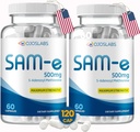 Sam e 500 mg Methionine Supplement for Liver, Ortak, Beyin ve Mood Support, High Abpole SAM-e (S Adenosyl Methionine), Vegan, Gluten Free,Non-GMO-USA Made, 60 Sam e Capsule (2 Pack)