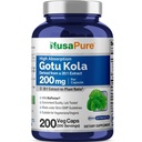 NusaPure Gotu Kola Capsules 20:1 Ekstraksiyon, 200 mg Veggie Caps, 200 Kont, Non-GMO, Vegan, Bioperine - Geleneksel Herb Ekstraksiyon