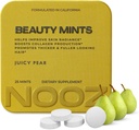 NOOZ Beauty Mints - Sugar-Free Biotin Mint for Glowing Skin, Sağlıklı Saç ve Güçlü Çiçeği - Juicy Pear Flavor | Travel-Friendly Supplement with Antioksis, Vitamin C, B6 & B12 | Non-GMO, 25 Mints
