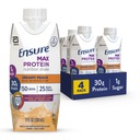 Ensure Max Protein Creamy Peach Nutrition Shake | 30g Protein, 1g Sugar, 4g Fiber Blend | 4 Pack