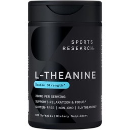 Spor Araştırması Double Strength L-Theanine Supplement - Suntheanine Softgels for Focus, Relaxation & Alertness - Non-Drowsy Support Made with Coconut Oil, Non-GMO & Gluten Free - 200 mg, 120 Count