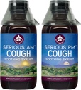WishGarden Herbs Serious Cough AM & PM Syrup - Serious AM Non-Drowsy Cough Syrup + Serious PM Cough Syrup Supports Restful Sleep While Quieting Dry or Wet Coughs, 4oz Bundle