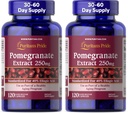 Puritan's Pride Premium Pomegranate Extract 250mg, Dietary Supplement for Antioxidant Health and Healthy Aging Program, 40% Ellagic Acid,120 Rapid Release Capsules (Packaging May Vary) (Pack of 2)