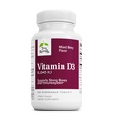 Terry Natural D3 - Bone Health & Bone Strength Supplement - Immune System & Brain Support - 5000 IU Vitamin D Tabletleri Karma Berry Flavor - 90 Chewable Tabletler