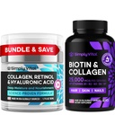 SimplyVital Biotin, Collagen & Retinol Bundle – 5000mcg Biotin for Hair, Skin & Nails + Anti-Aging Retinol & Hyaluronic Acid Cream for Face, Neck & Décolleté – Made in USA