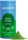 Sunwink Detox Powdered Greens - Organic Greens SuperFood Powder for Debloat - Super Greens Powder w/Celery, Dandelion, Spirulina - Daily Greens Powder for Gentle Detox - 4.2 oz (20 Servings)