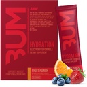 RAW Electrolytes Toz Hydration Drink Mixets, BUM Hydrate (Fruit Punch, 20 Hizmet) - Electrolyte Hydration Packets Supports Muscle Function & Endurance - Keto Free Electrolytes Toz Packets