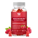 400mg Magnesium Glycinate Gummies with 200mg Magnesium Malate, Vitamin D, B6, and CoQ10, Magnesium Glycinate Supplement for Relaxation and Cognition, Sugar Free, Raspberry Flavor - 60 Gummies