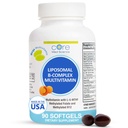 Core Med Science Liposomal Methylated Multivitamin B-Complex, 90 Softgels - Non-GMO Active Super B Complex Vitamin Supplement for Heart Health - VIT Methyl B Complex Immune Support Supplement
