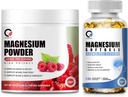 Magnezyum Glycinate 400 mg Softgels & 680 mg Magnezyum Glycinate Komplek Toz Calm, Night & Muscle Support - Vegan, GMOMOB