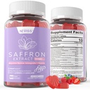 Saffron Supplements Gummies 100mg -% 100 Saf Saffron Extract with Magnezyum Glycinate, L-Theanine, Turmeric, Ashwagandha, Honey & Vitamin B Kompleks for Mood & Power, Antioxy, Vitality - 120