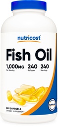Nutricost Fish Oil Omega 3 Softgels with EPA & DHA (1000 mg of Fish Oil, 560 mg of Omega-3), 240 Softgels, Non-GMO, Gluten Free.