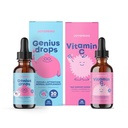 JoySpring Genius Drops & Vitamin C - Okul Backup Sche | Çocuk Vitaminleri Doğal Kaynaklandı, Non-GMO, Non-Alcoholic Liquid Formula, Immunity Health Support | Vegan & Vegetarian Supplement Drops