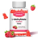 L-Methylfolate 15mg & Methyl B12 Gummies, Folate Supplement for Brain Health, Mood & Immunity, DNA Synthesis & Repair, Sugar Free, Vegan, Raspberry Flavor, 60 Count
