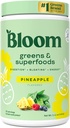 Bloom Nutrition Superfood Greens Powder, Digestive Enzymes with Probiotics and Prebiotics, Gut Health, Bloating Relief for Women, Chlorella, Green Juice Mix with Beet Root Powder, 25 SVG, Pineapple