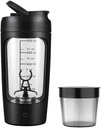 Electric Portable Protein Shaker Bottle for Smooth Blends | w/FREE PROTEIN POWDER CUP | Premium Bottle Made from Tritan – BPA Free | 650 ml | Rechargeable | for GYM & Sports Enthusiast. (Black)