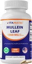 Vitamatic Mullein Leaf 1000 mg per Service - Supports Health Respiratory, Bronchial & Immune Function - 200 Capsules