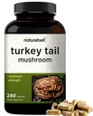 NatureBell Turkey Tail Mushroom Capsules 15,000mg Per Servis, 240 Kont | 25:1 Meyve Vücut ve Mycelium Ekstraksiyonu - Immune & Brain Health Mushrooms Supplement.